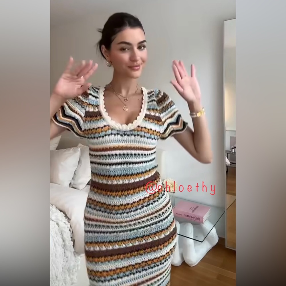 Zara LONG STRIPED KNIT DRESS - Picture 8 of 10